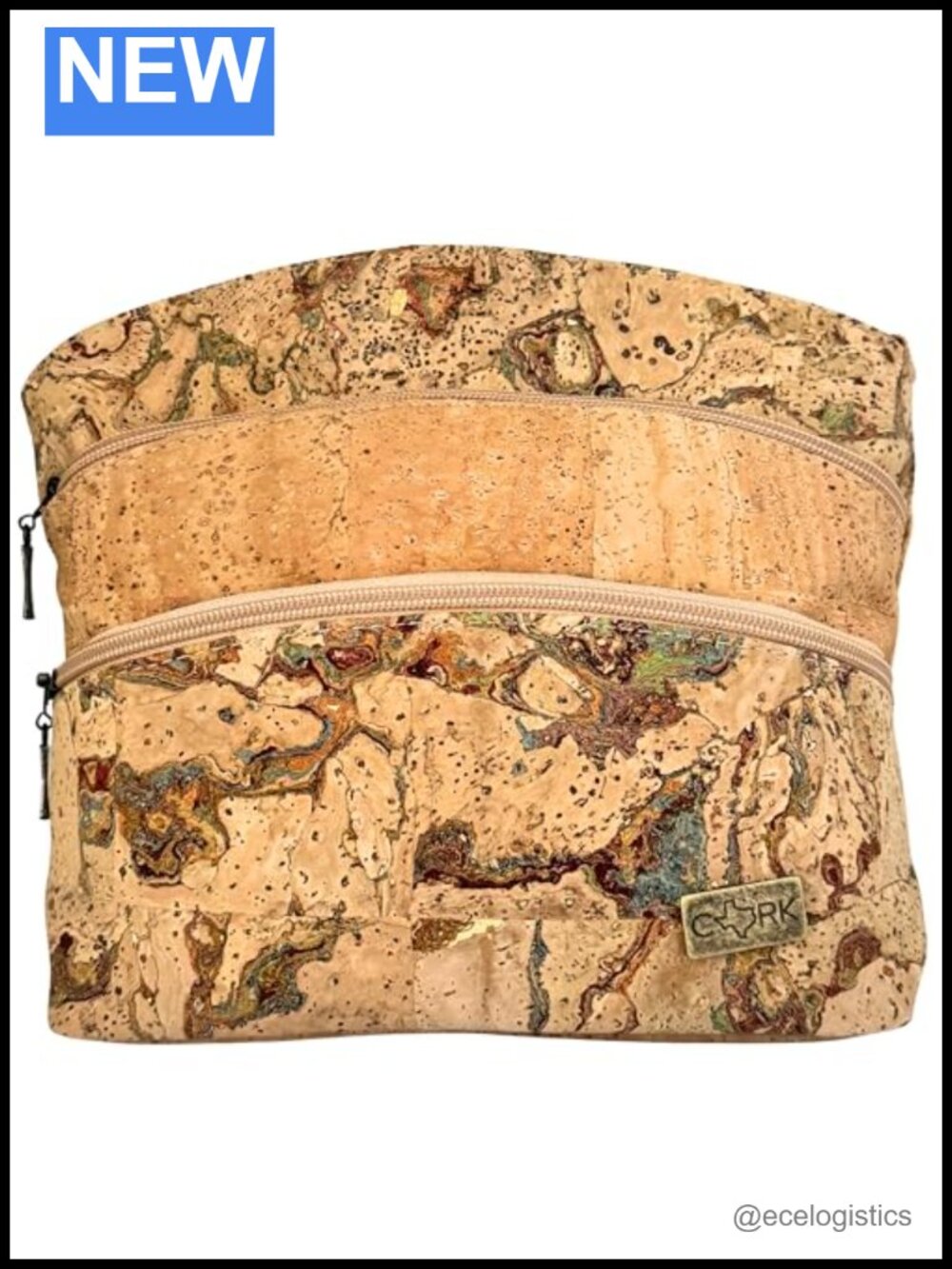 Cork Organizer Crossbody Purse with 3 Compartments